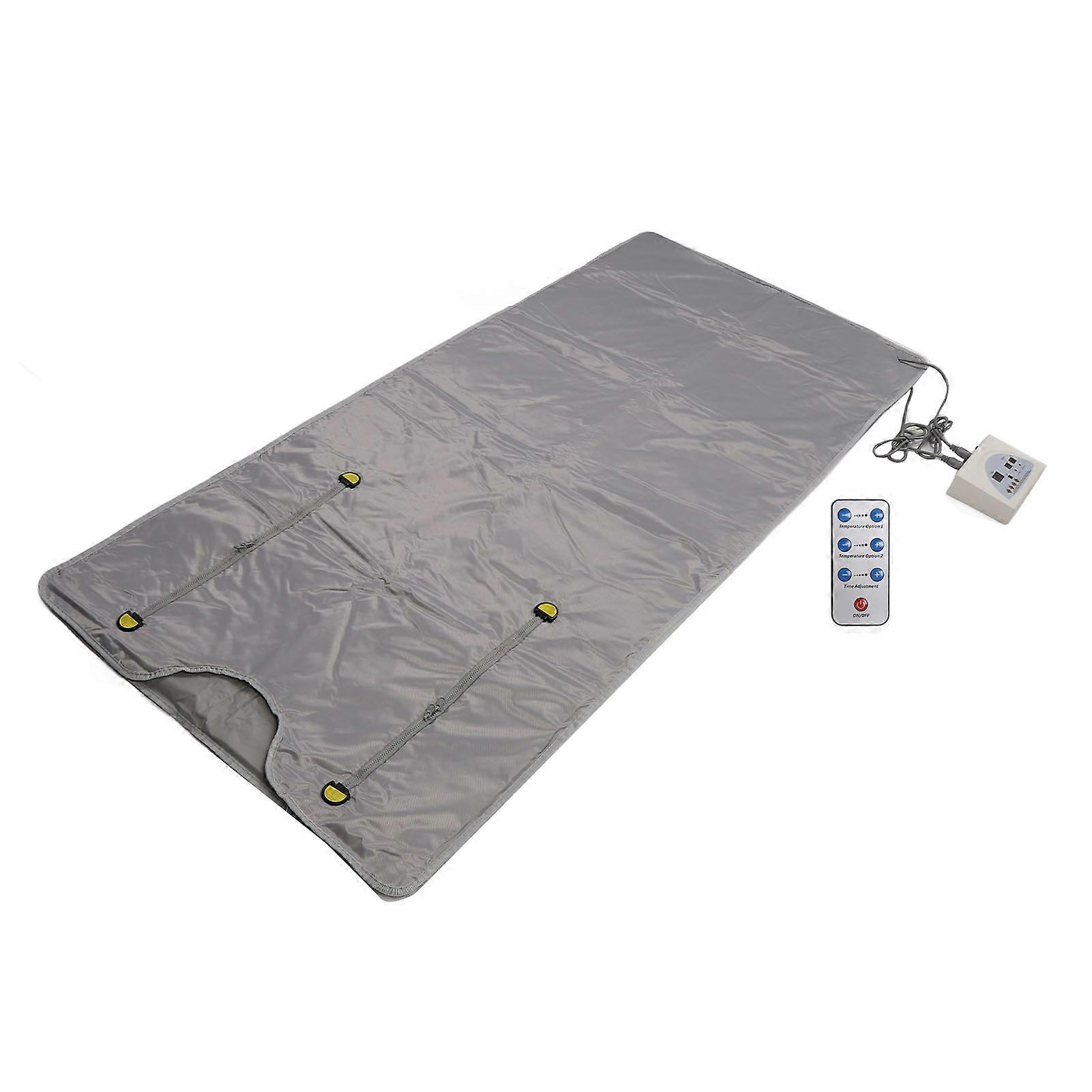 Infrared Sauna Blankets Detox Therapy Portable Personal Sauna with Zipper Remote Controller for Home Silver 180 X 80cm US Plug 110V