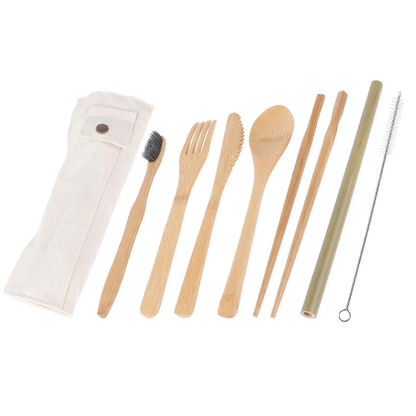Bamboo Dining Set Reusable Cutlery Safe for Well- 1Set