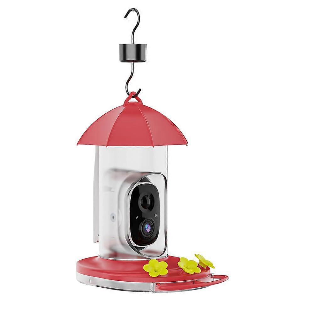 Intelligent Hummingbird Feeder with Camera, Solar Powered Wireless Outdoor Bird Feeder with Ant Moat