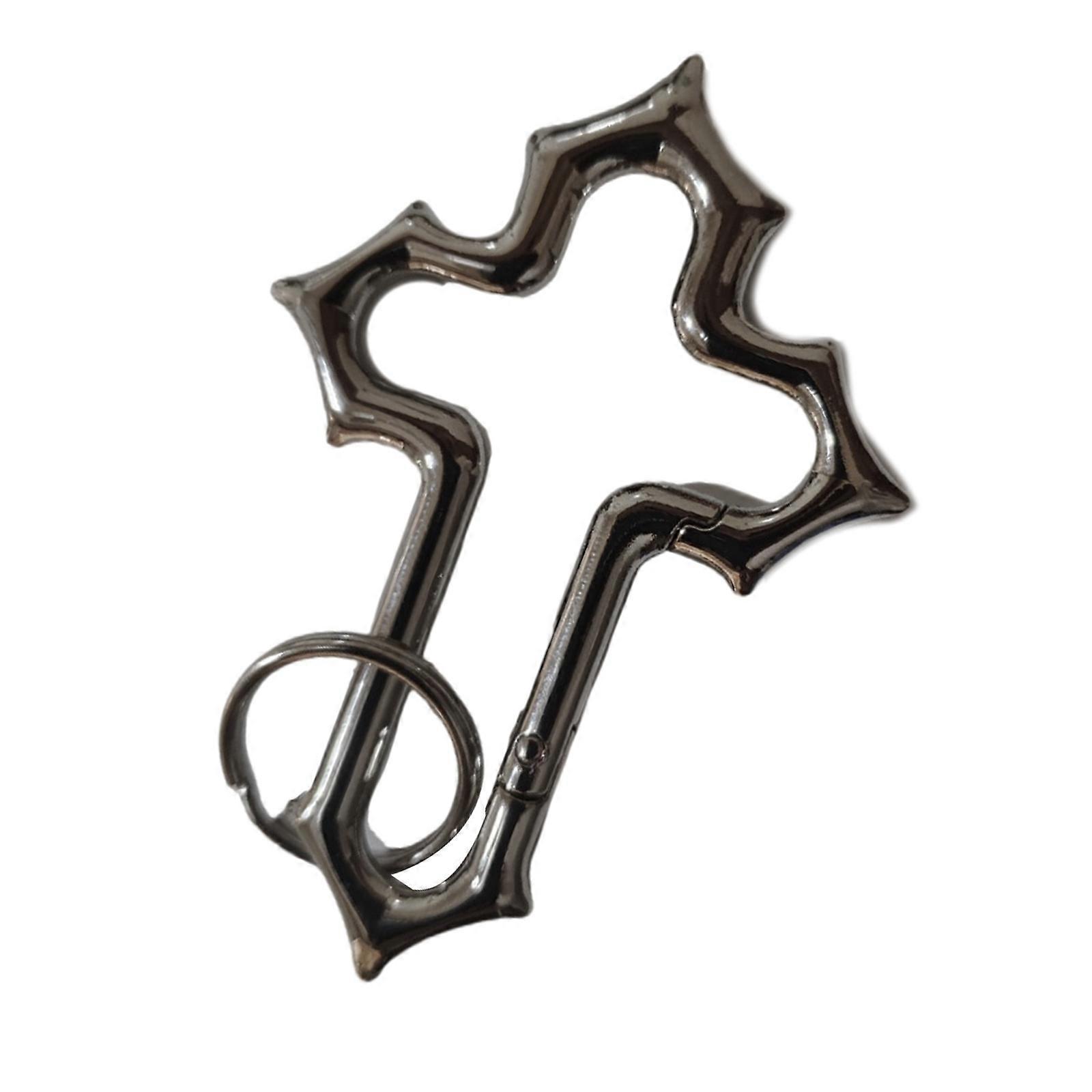 Multi Functional Spring Loaded Crossed Keychain Accessory Zinc Alloy Crucifix Keyring Versatile Bag Charm Multicolor