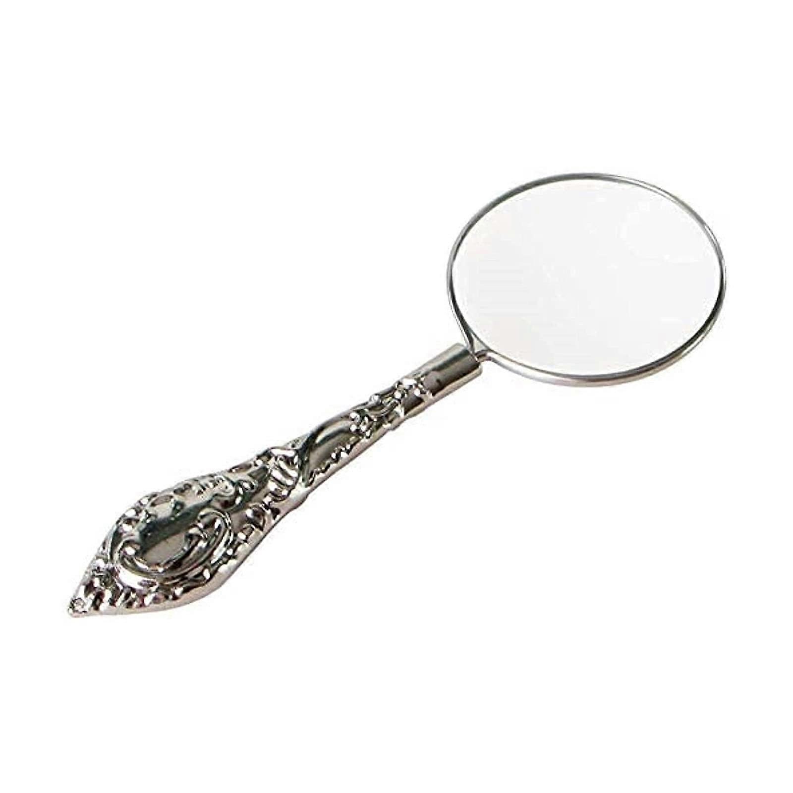 Lupe 4X HD magnifying glass, 45 mm, metal handle, retro handheld for reading.