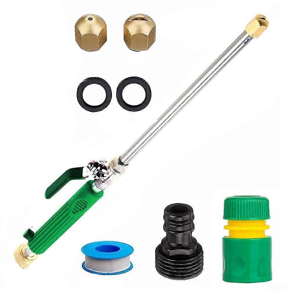 8-Piece High-Pressure Garden Hose Nozzle Set with 2 Nozzles, 1 Sprinkler, Quick Connector, Black Joint, Hose Tape, and Seals