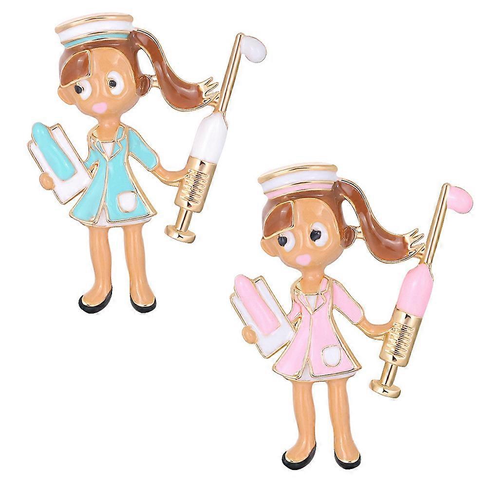 Cute Cartoon Character Brooch Set Perfect for Decoration Made of Durable Alloy 2 Pieces