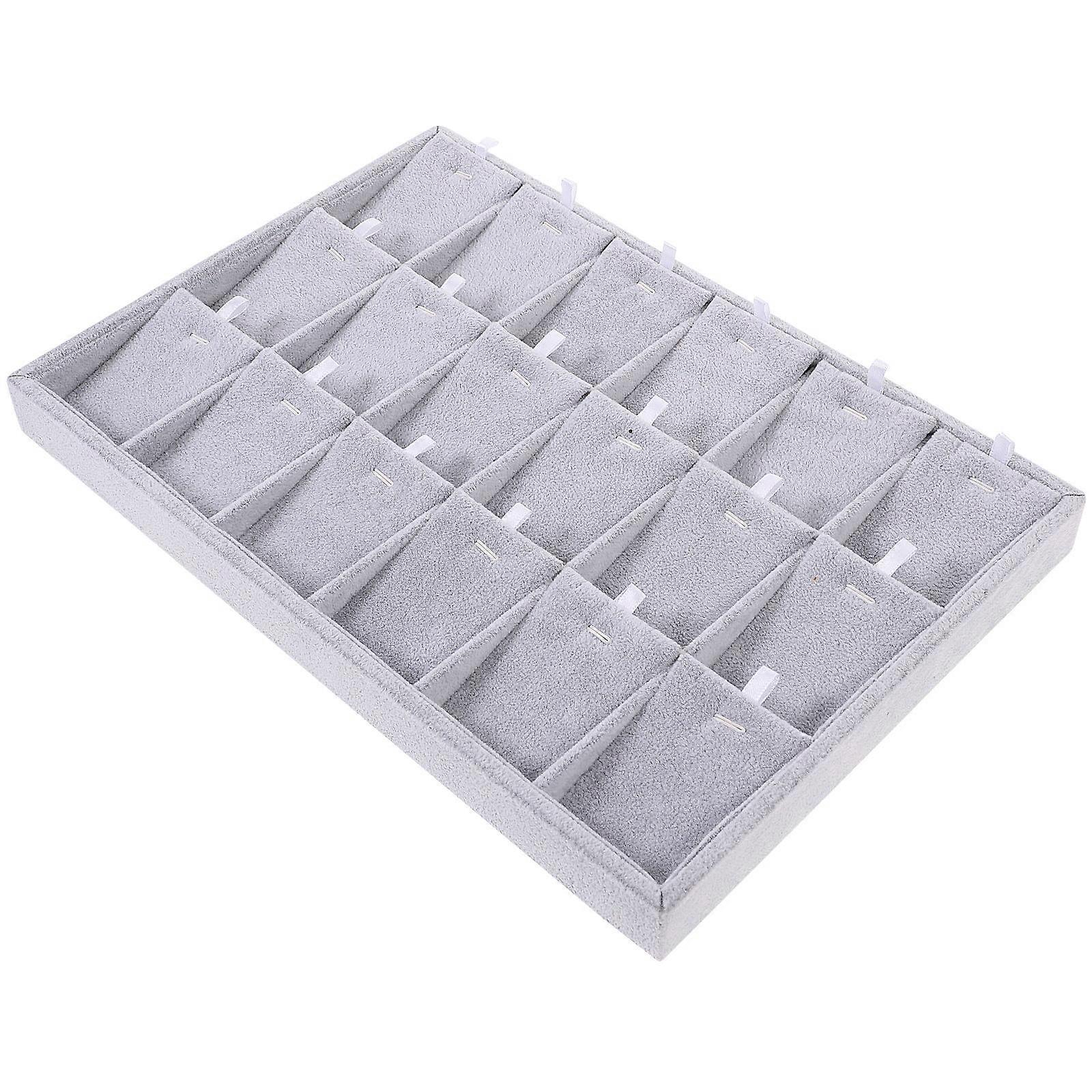 Trinket Trays Rectangular Jewelry Storage Containers Ice Gray Flannel Daily Use Organization 1Set