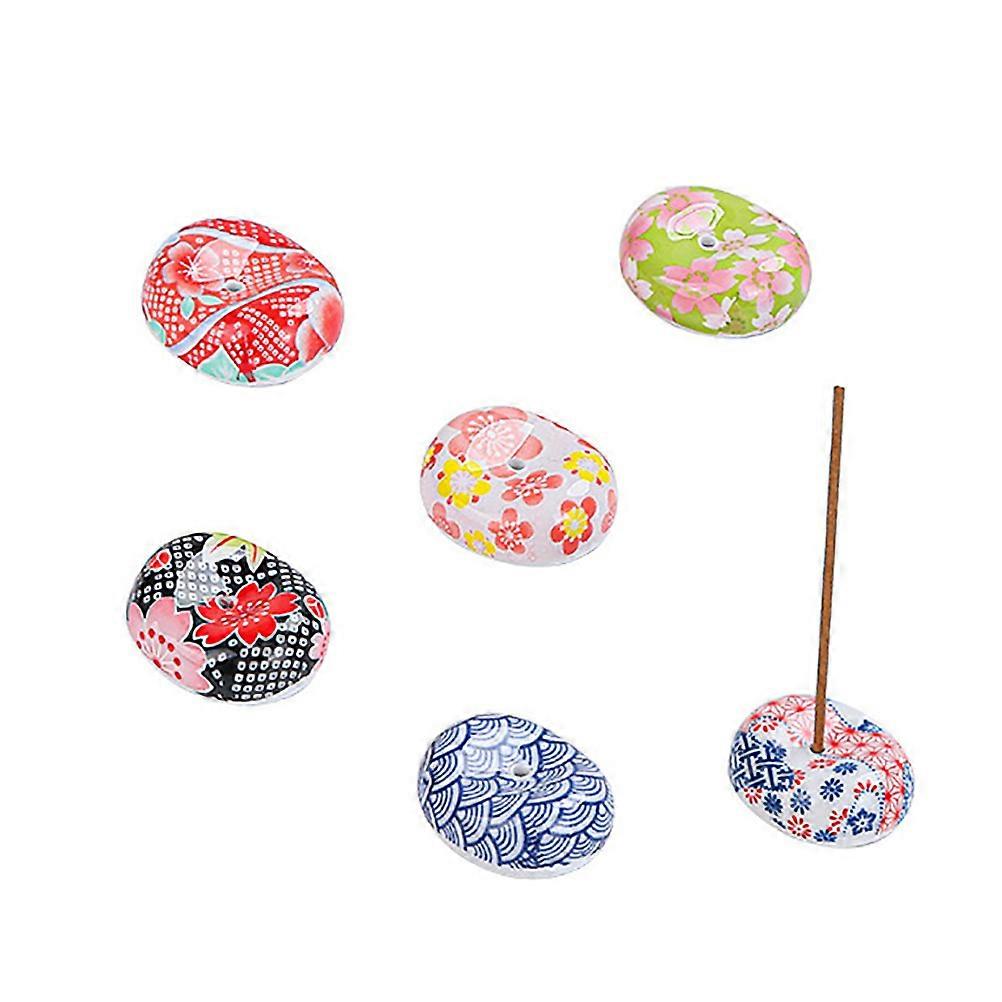 6pcs Japanese Style Ceramic Incense Burner Compact Tabletop Stick Holders with Smooth Design for Home and Meditation Decor