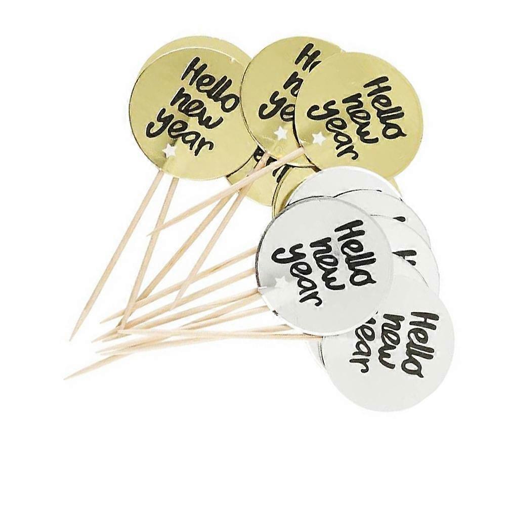 Cake Decoration Toppers New Year Eve Party Supplies Bamboo Material Square Shape 30Pcs