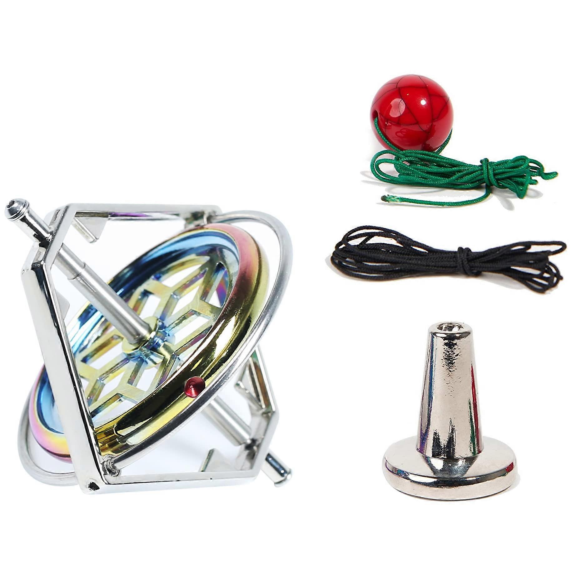Precision Gyroscope Kill Time Metal AntiGravity Spinner Balance Toy JA23 Silver and Multicoloured