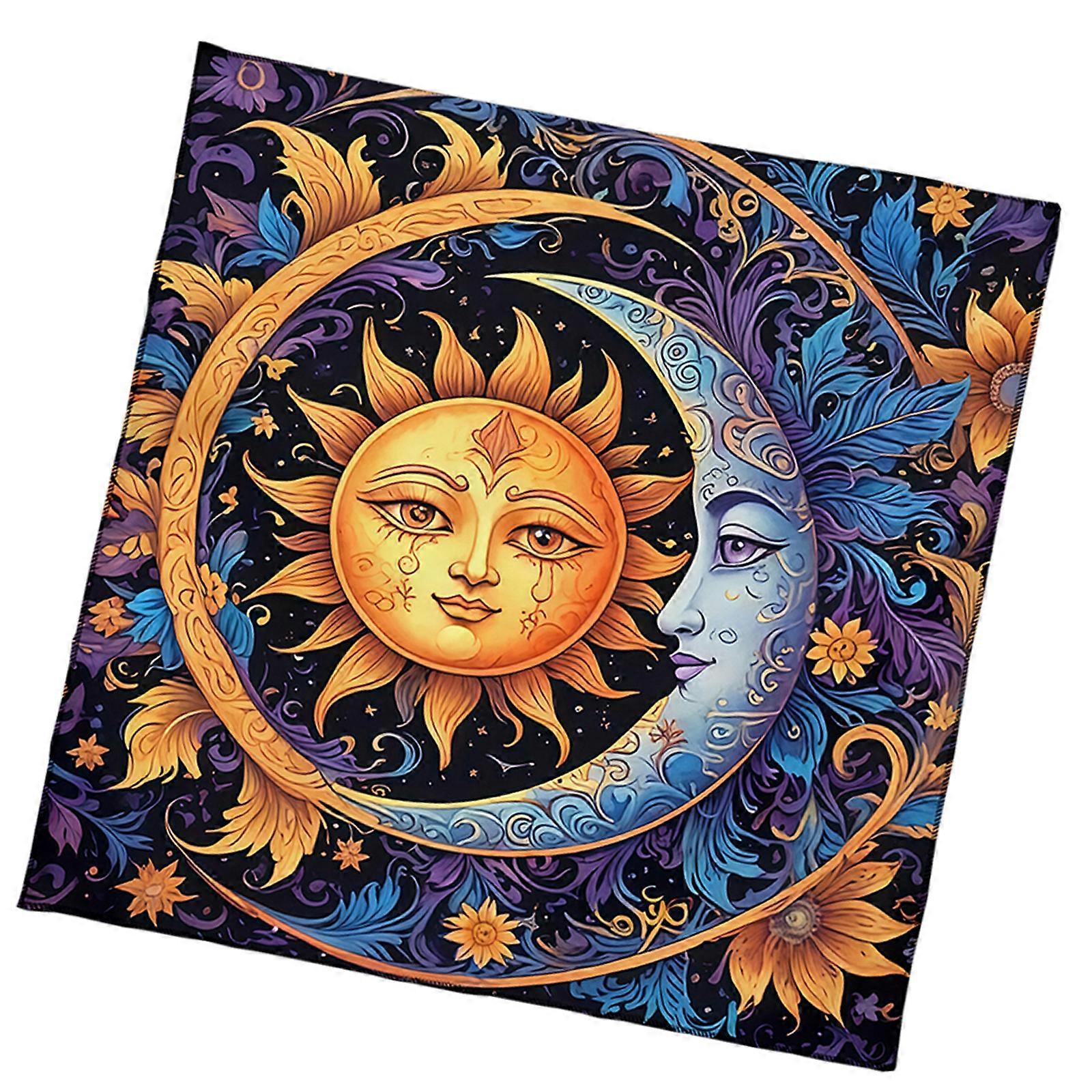 Sun Moon Pattern Tarots Tablecloth Divinations Card Table Cloth Tapestry Astrology Witchcrafts Deck Cloth Decoration  B 75x75cm