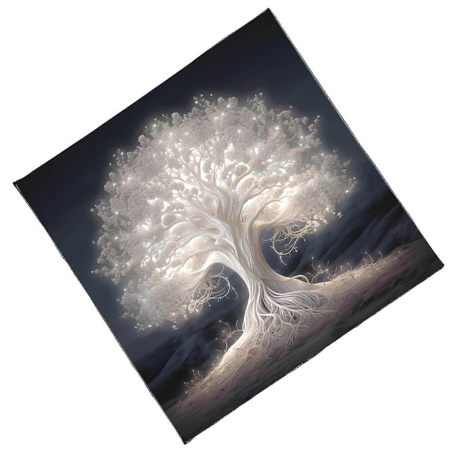 White Tree Pattern Astrology Tablecloth Tarots Divinations Tablecloth Altars Cloth Divinations Board Game Accessory  75x75cm