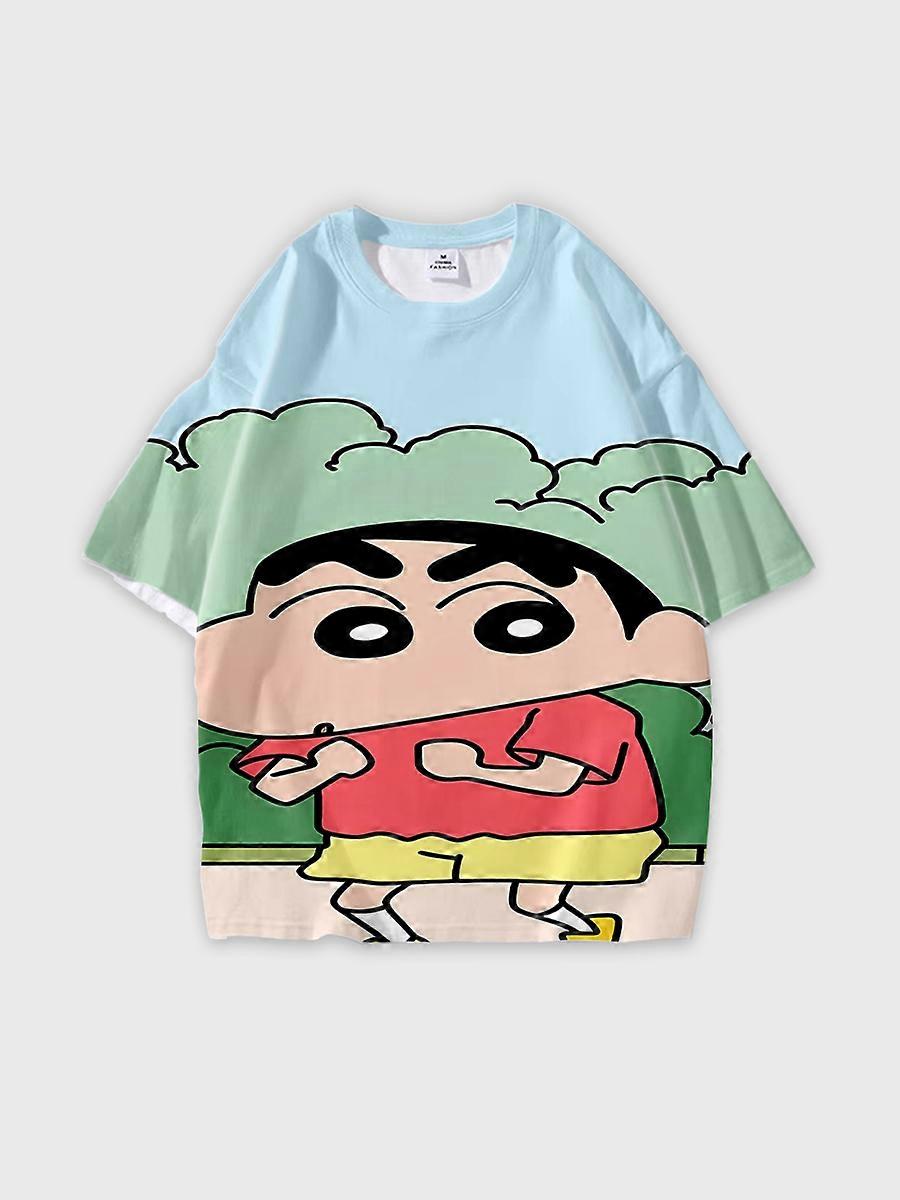 T-shirt round neck Cartoon Pattern loose short sleeve B1807