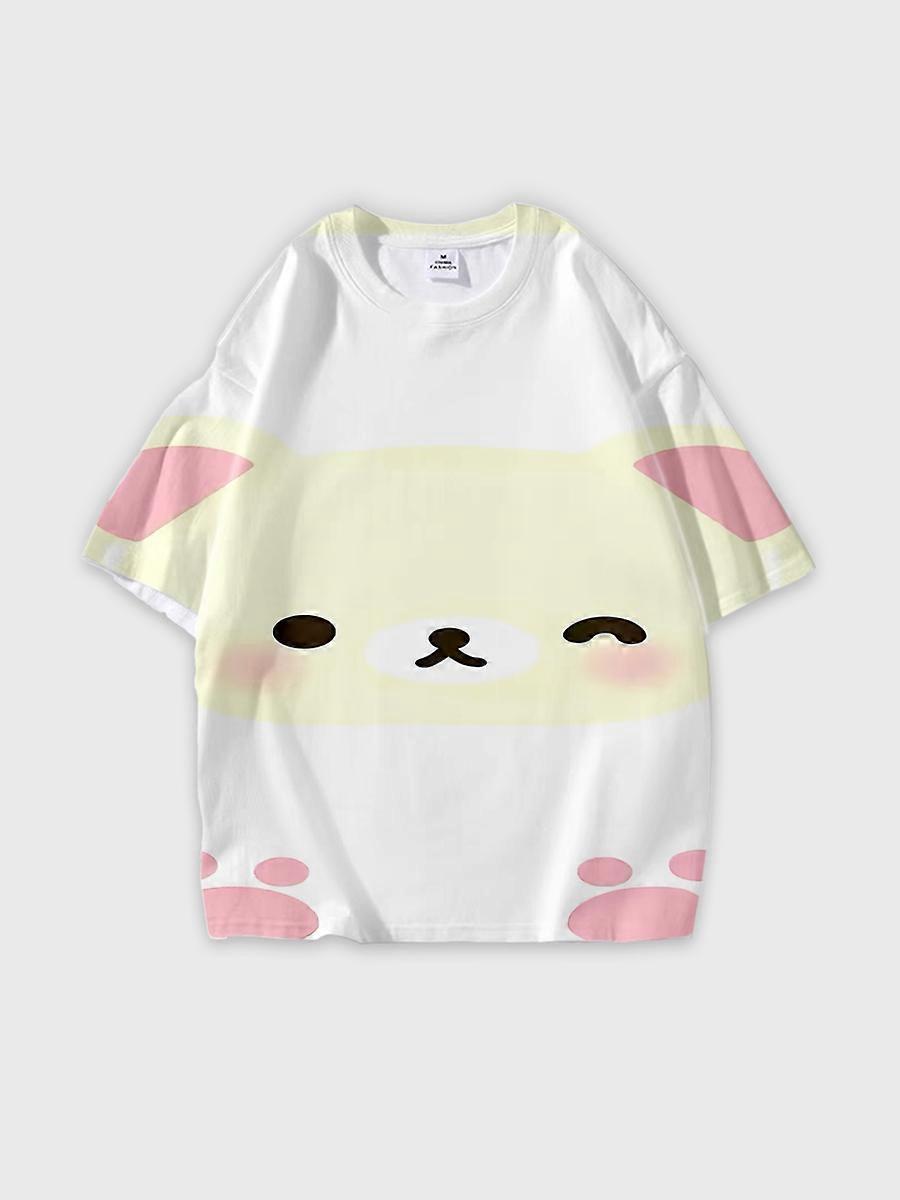 T-shirt round neck Cartoon Pattern loose short sleeve D3036
