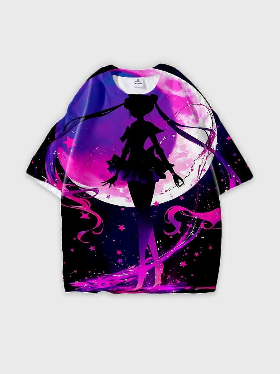 T-shirt round neck Role Pattern loose short sleeve O70