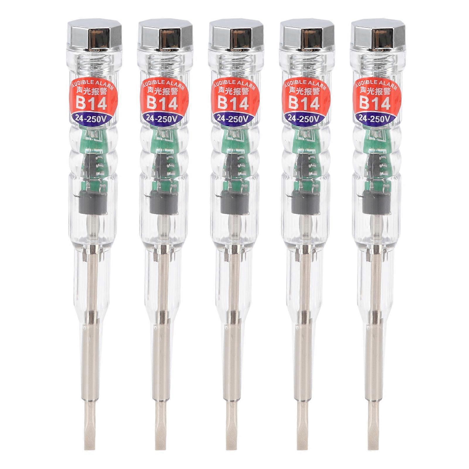 5Pcs Electrical Tester Pen Multi Functional Household Pocket Sized with LED Color Light