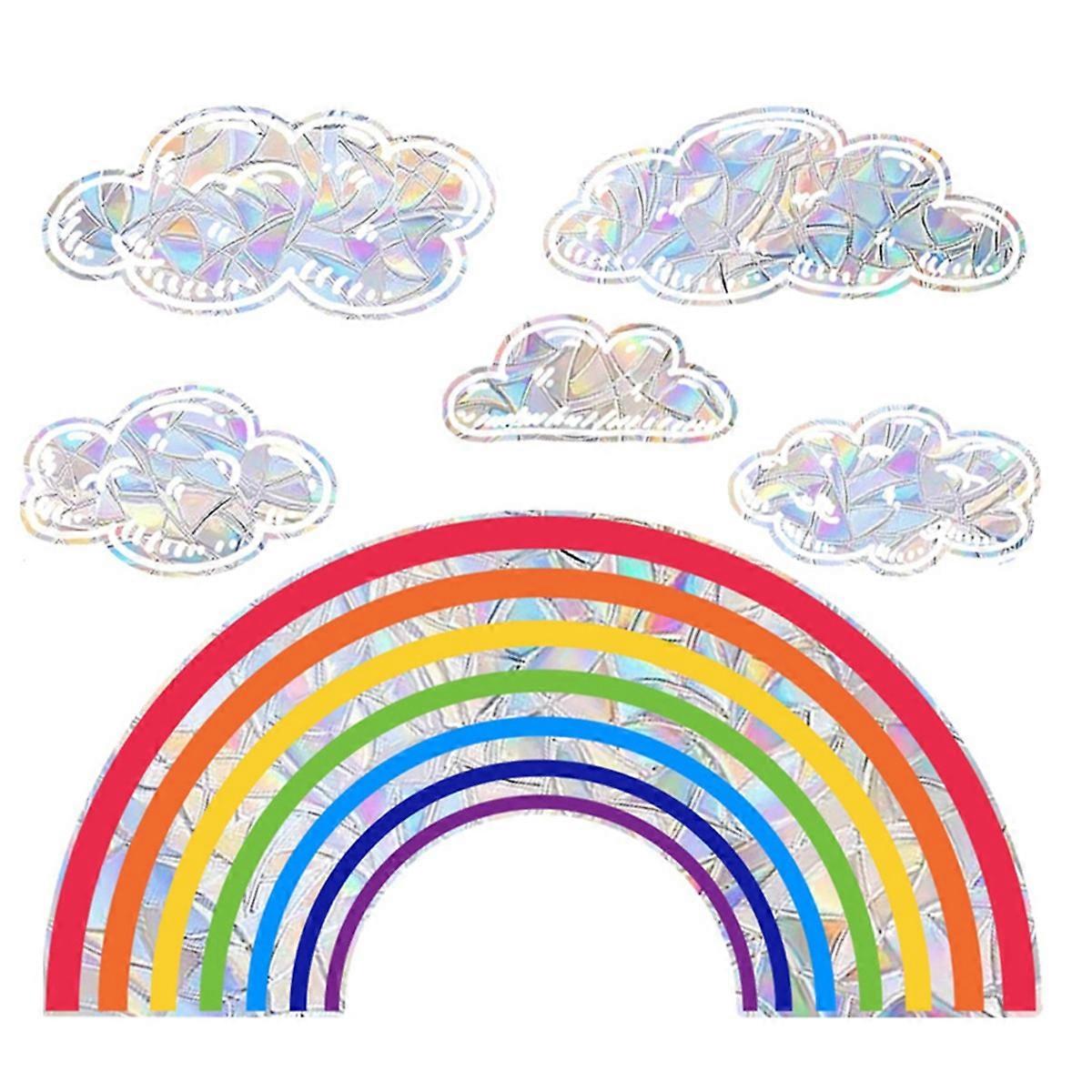Rainbow Cloud Window Clings, Watercolor Prism Suncatchers Stickers