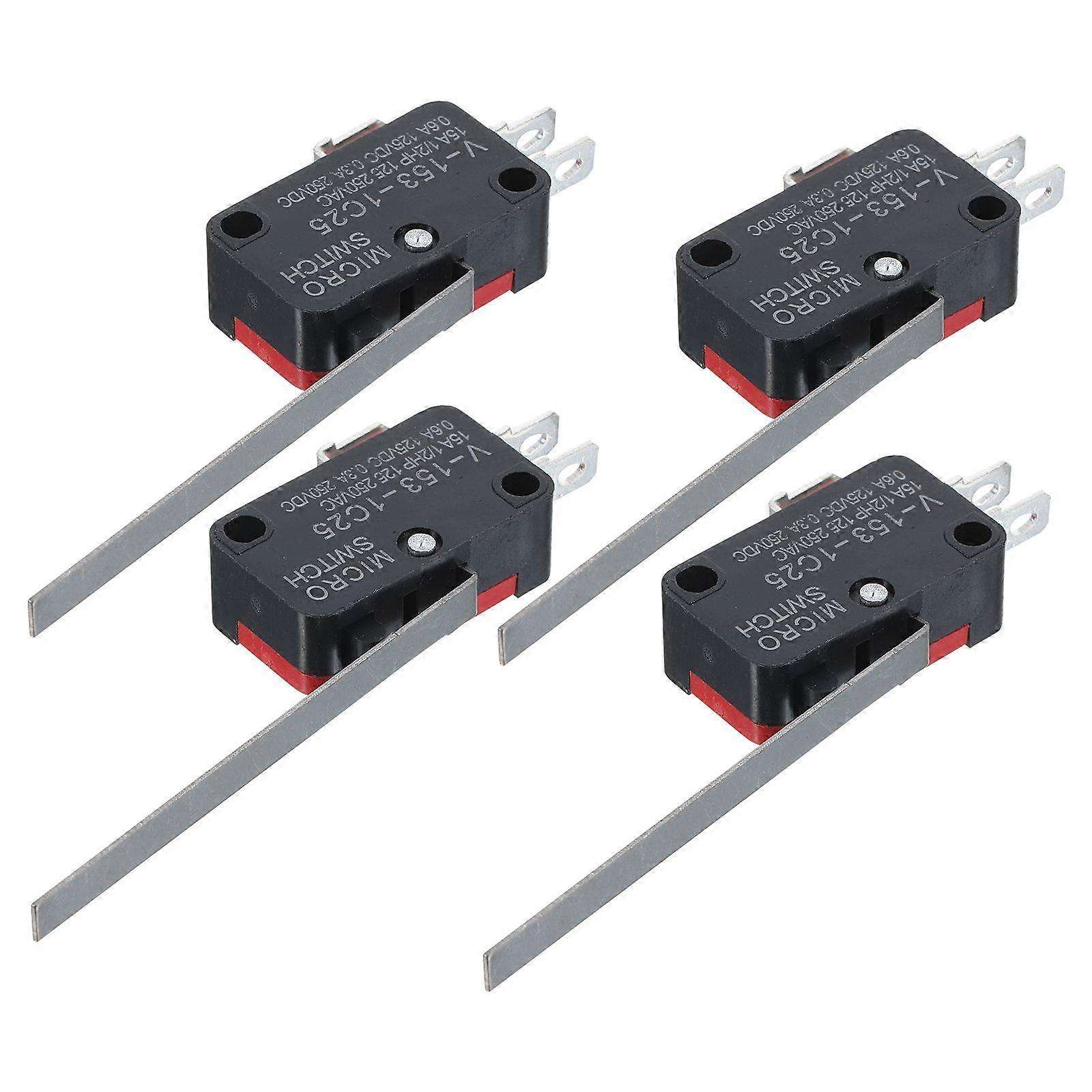 4 PCS Limit Switches Waterproof Momentary Push Button Switch 2 Long Hinge Lever Micro Switches