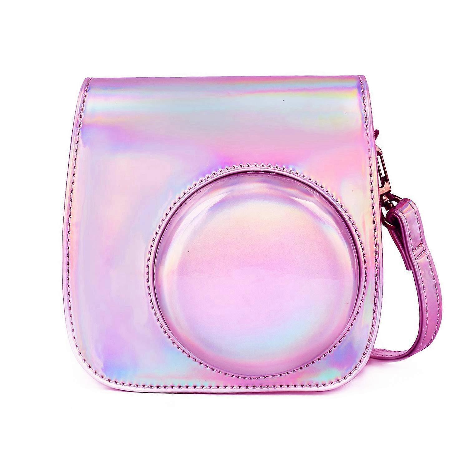 Fujifilm Instax Mini 9 Case, Soft Faux Leather Protective Case with Shoulder Strap in Magic Pink