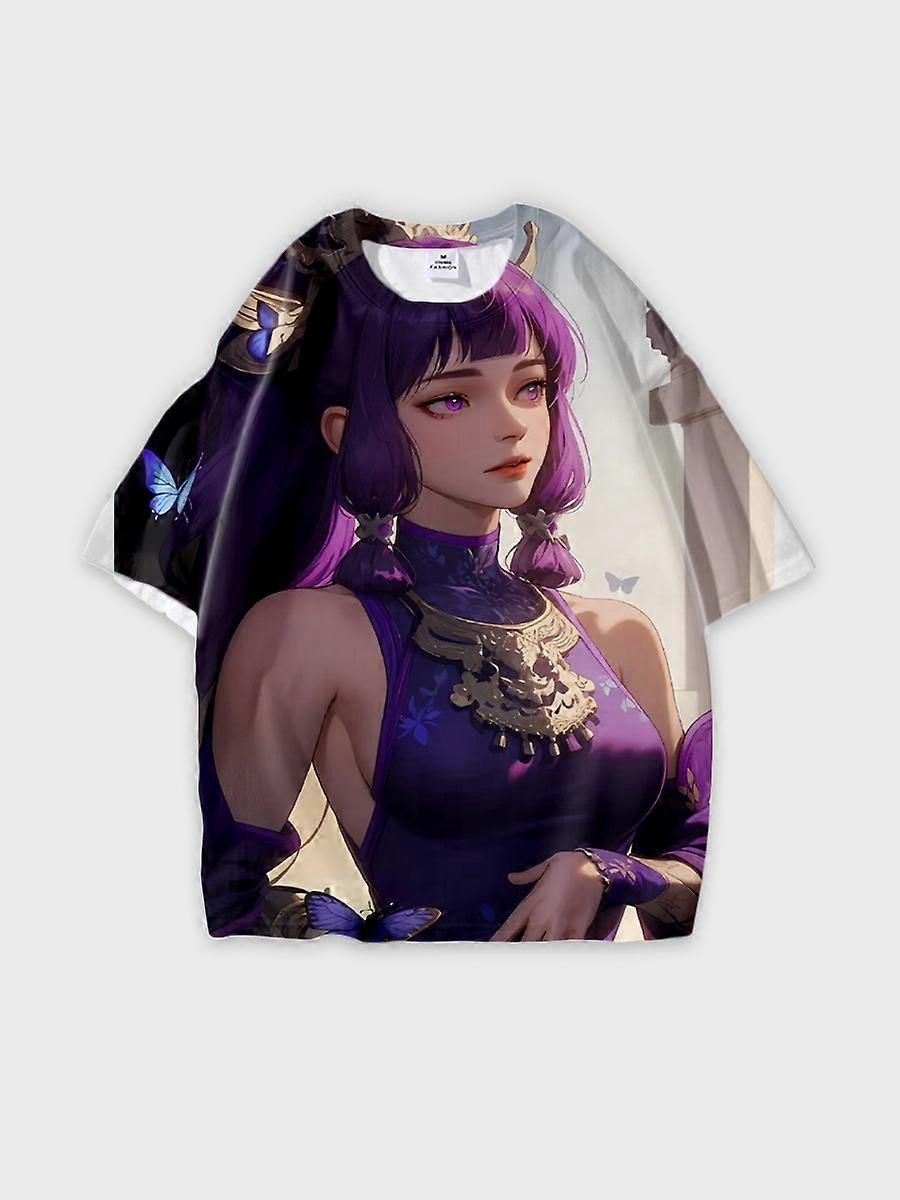 T-shirt round neck Character Pattern loose short sleeve P360