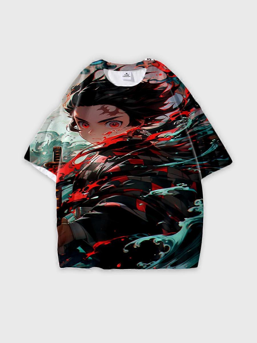 T-shirt round neck Character Pattern loose short sleeve P1380