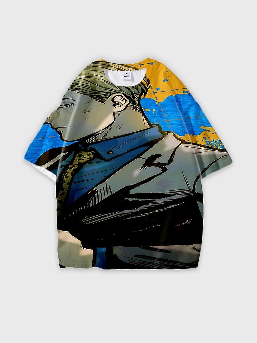 T-shirt round neck Character Pattern loose short sleeve P253