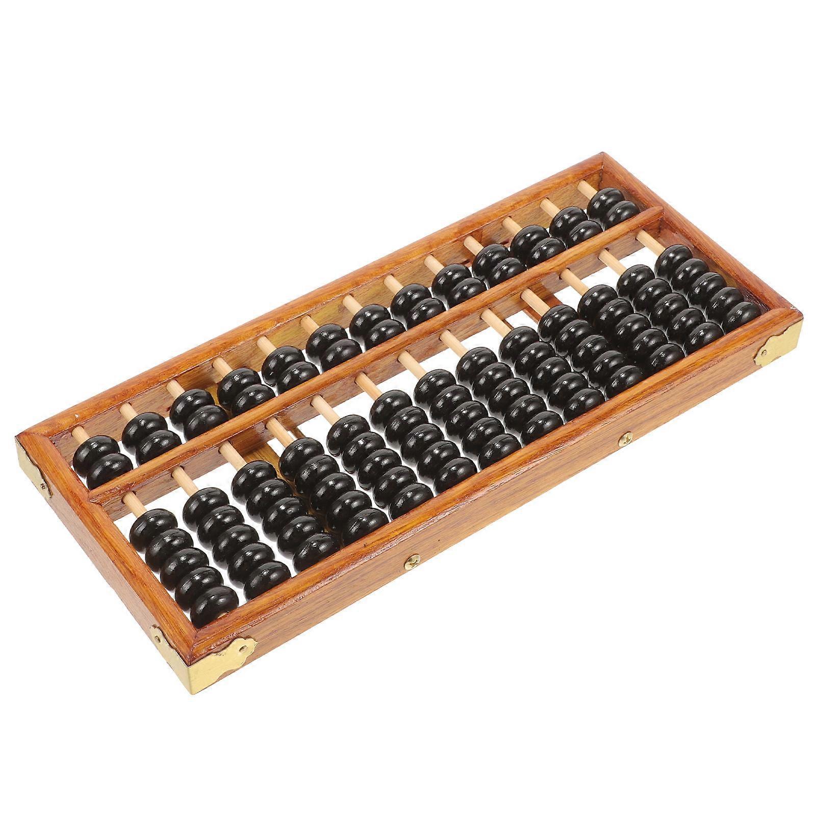 Wooden Abacus for Row Bead Counting, Retro Chinese Educational Math Tool for Mental Arithmetic and Brain Development, Suitable for Home, School, and
