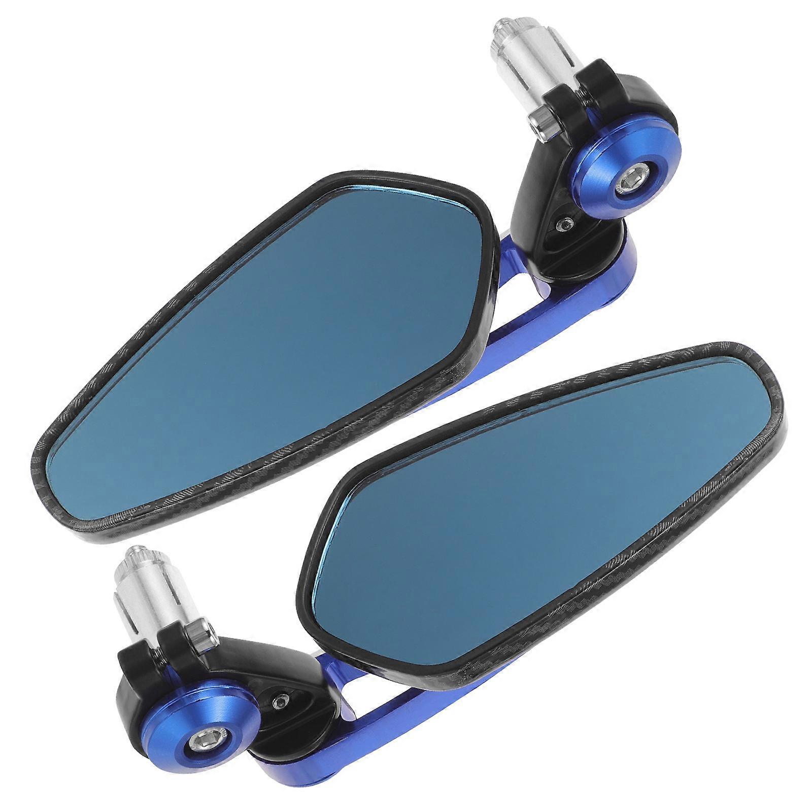 Blue Aluminum Alloy Motorcycle Rearview Mirror for Handlebars Vintage Style with Wide Angle Reflector 1 Pair