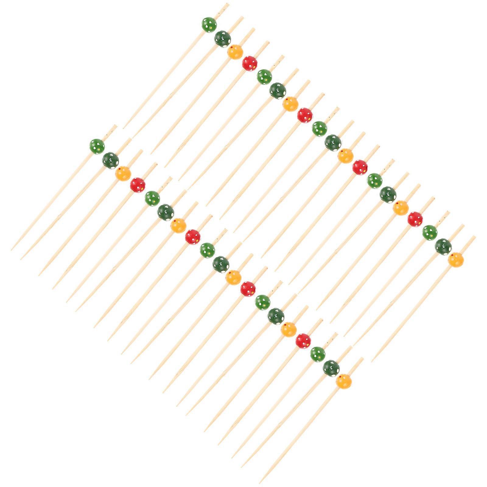 Bamboo Cocktail Picks for Party Fruit and Snacks Assorted Color Perfect for Social Gatherings 100 Pcs