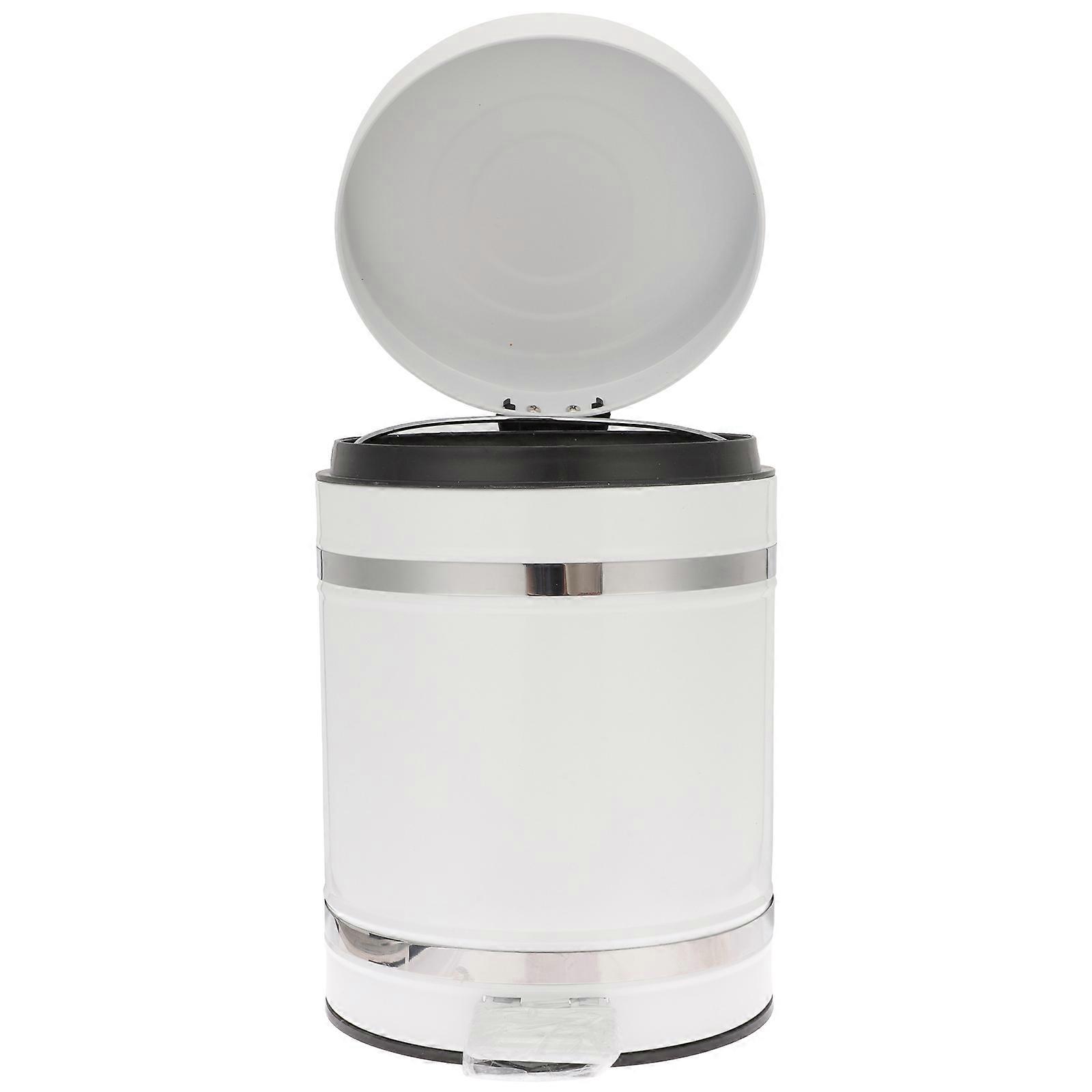 Pedal Operated Trash Can For Household Users In White Featuring Simple Design And Anti-Fingerprint Attributes 1Pack