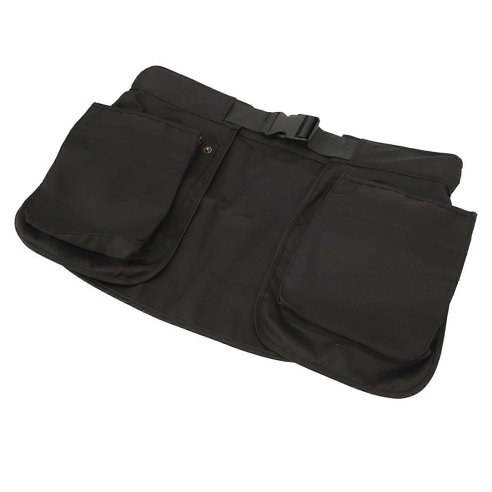 Waist Apron Unisex Server Apron Black With Plastic Buckle Multiple Pockets