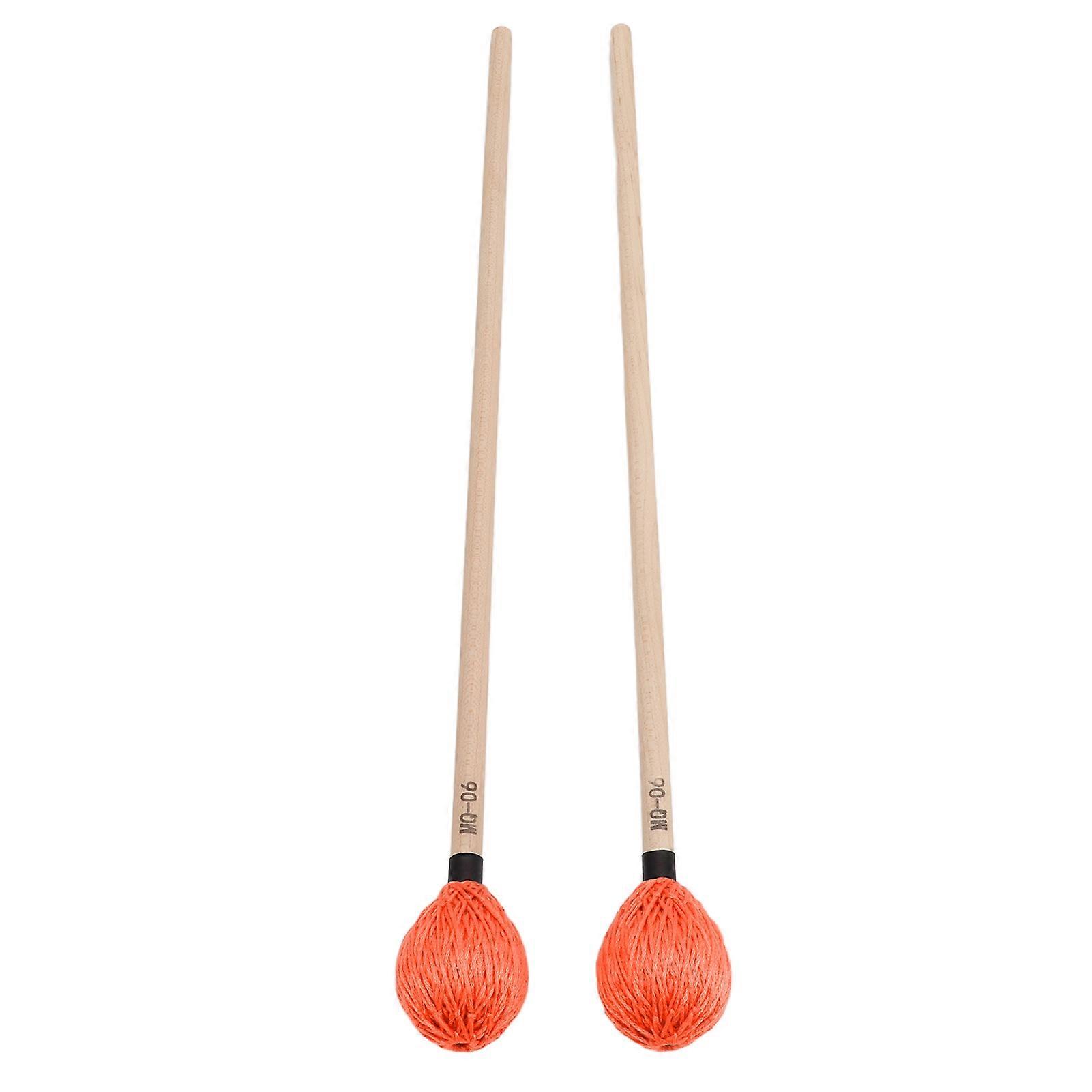1 Pair Marimba Mallets Medium Hard Yarn Head with Maple Handle for Percussion Playing MQ‑06Orange 