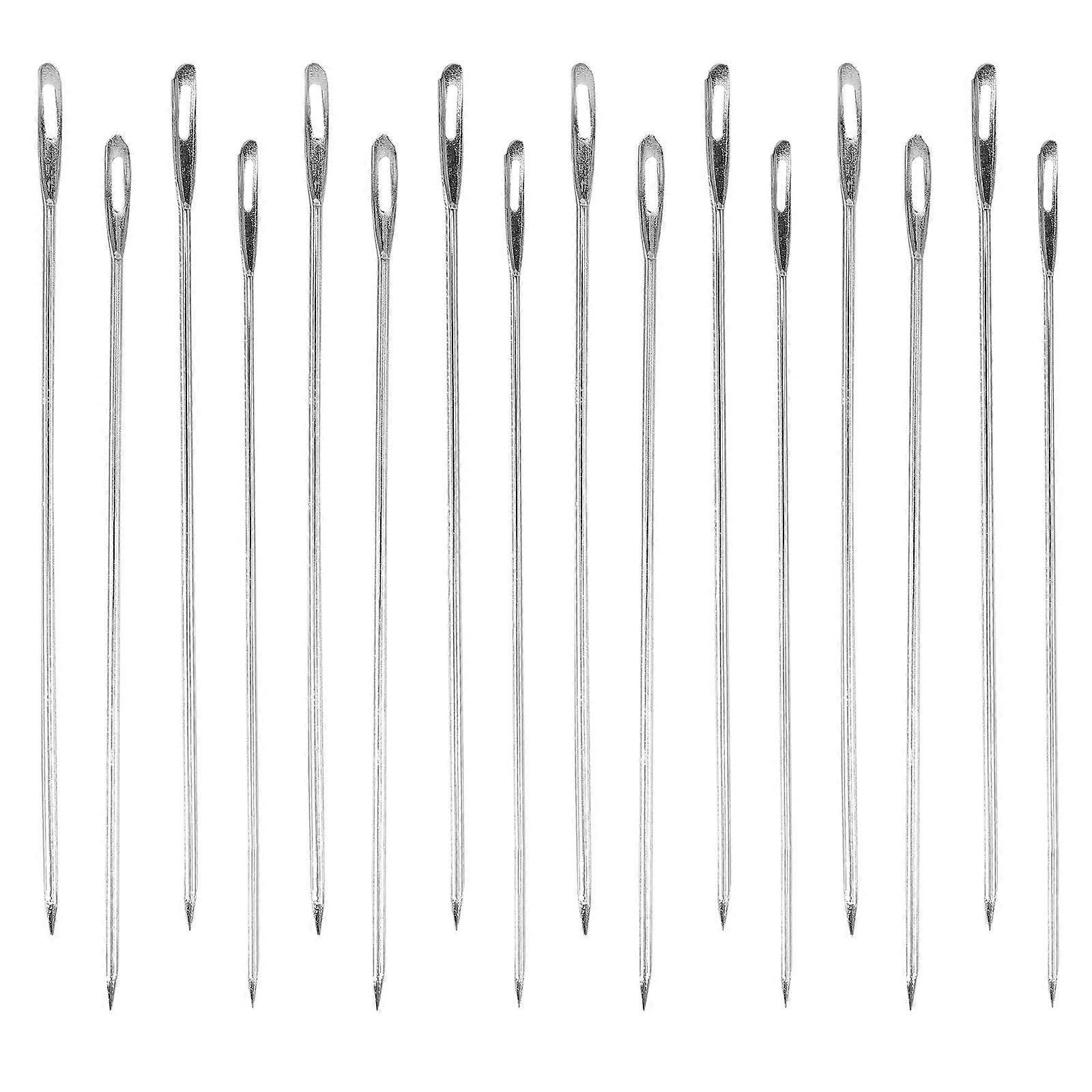 Large Eye Needles for Knitting and Sewing Use Made of Iron with Comfortable Grip Silver 100Pcs