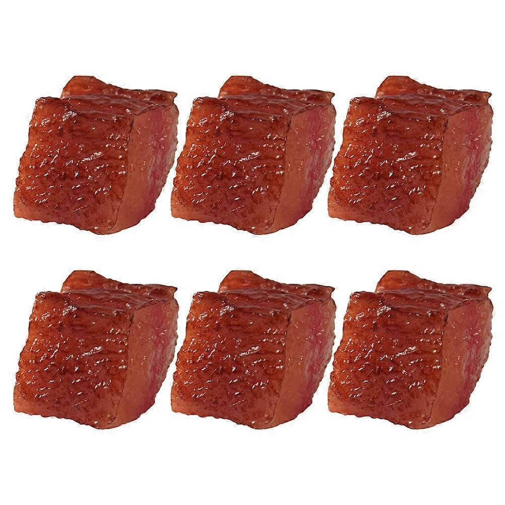 Lifelike Simulation Beef Block Model for Decoration PVC Brown 6 Pieces