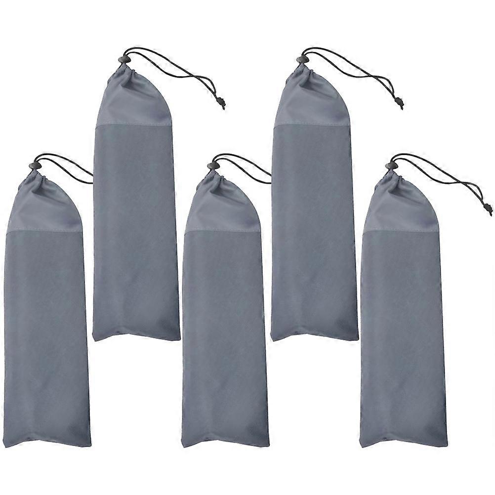 Light Weight Tent Stakes Storage Bag 5Pcs Grey Oxford Cloth Multi-Function Organization Design For Outdoor Tools