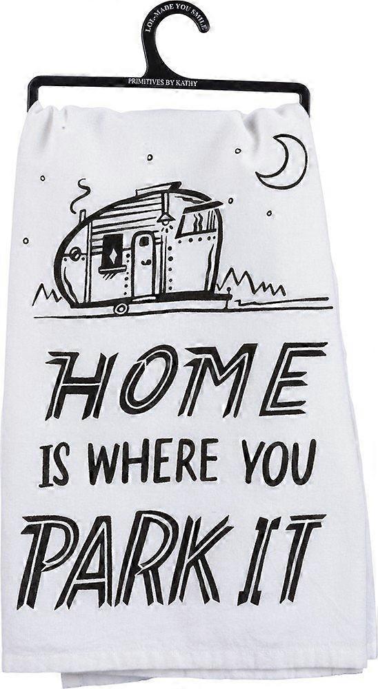 Primitives By Kathy Lol Dish Towel, 28" Square, Home Is Where You Park It