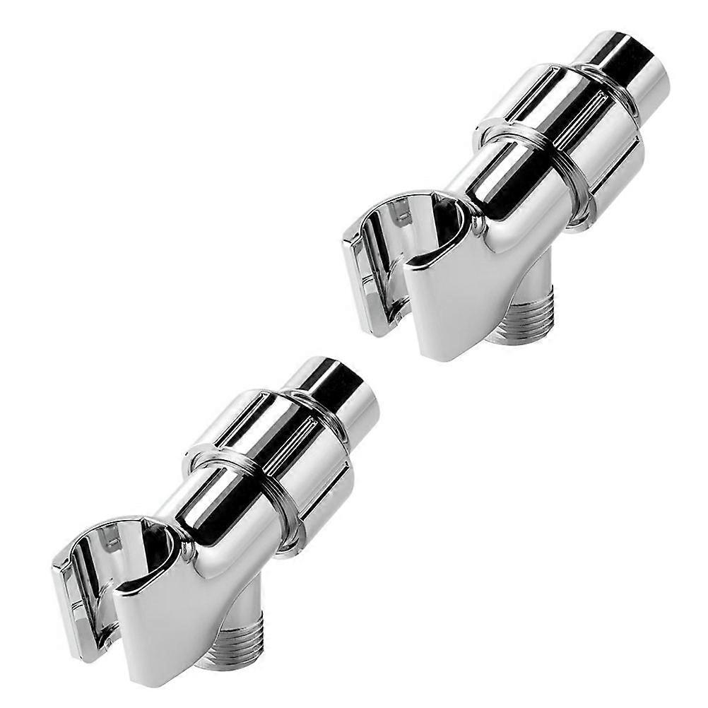 Shower Sprayer Holder Three-Way Water Division Bathroom Use Silver 8X6CM Adjustable Shower Base 2Pcs