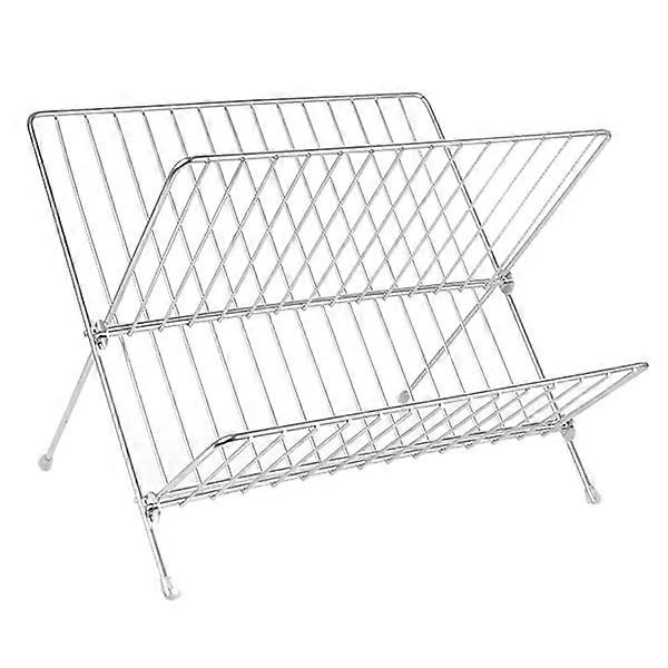 X-Shape Foldable Dish Drying Rack 2 Tier Dish Drainer for Plates and Bowls Kitchen Countertops