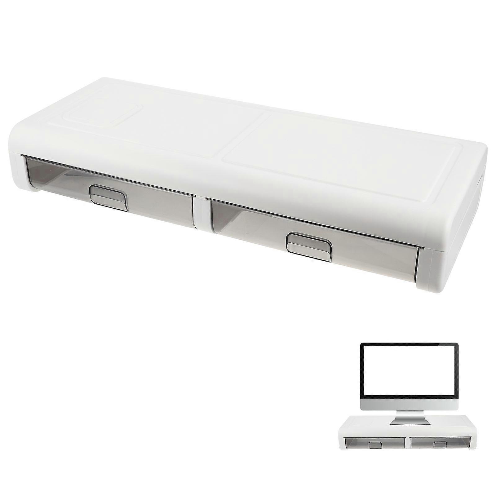 Black Plastic Computer Monitor Stand with Drawer for Home Use Raise Monitor to Eye .5x8.5x6.3 Inches