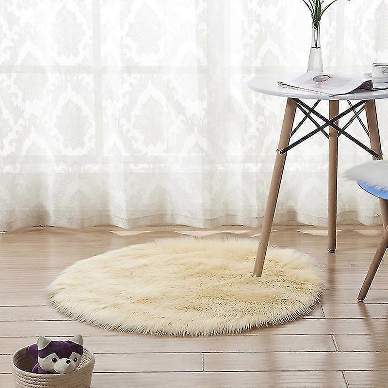 2025 Camel Soft Cushion Floor Mat Plush Faux Fur Round Carpet
