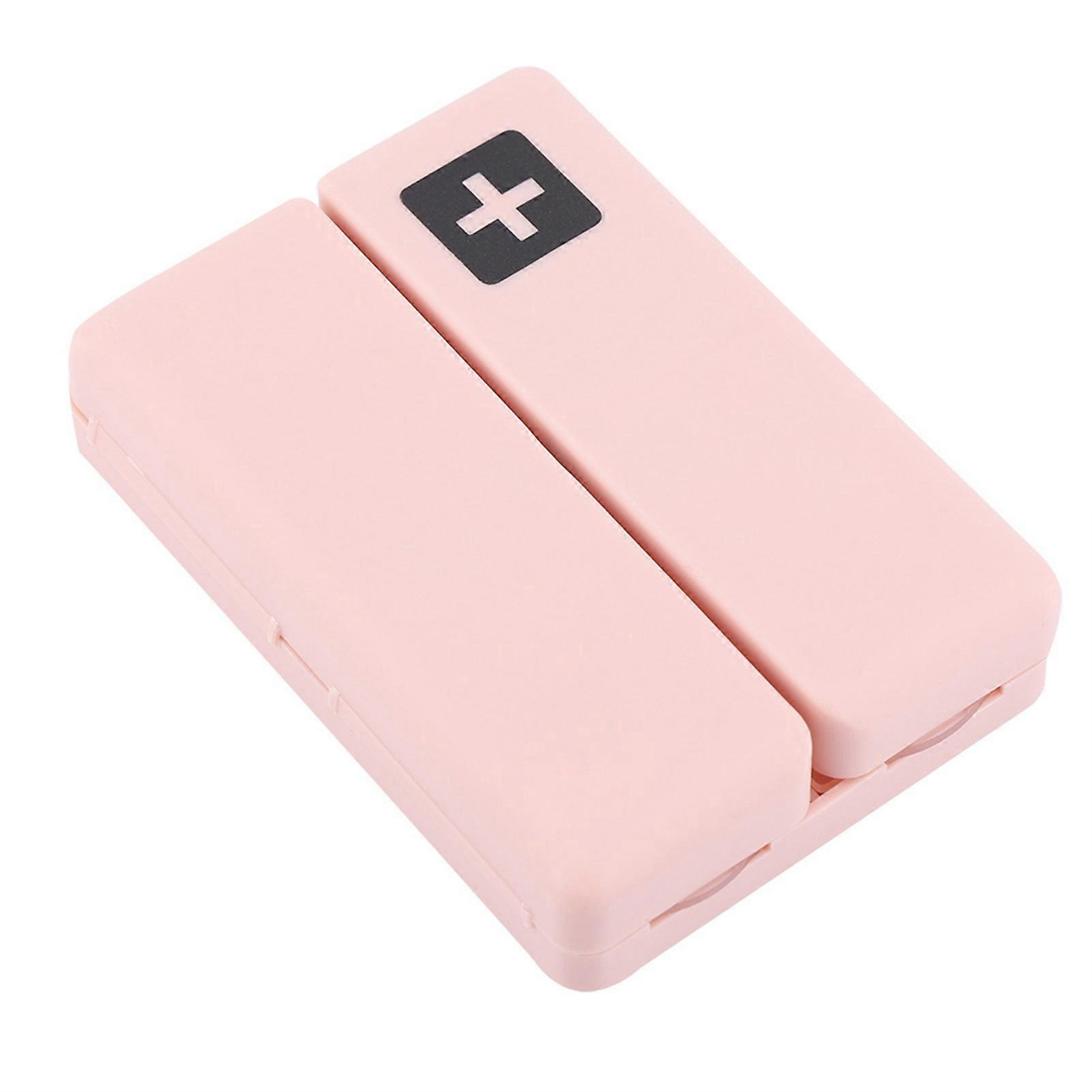 Portable Medicine Case Foldable Magnetic Pill Box Organizer with 7 Compartments(Pink)