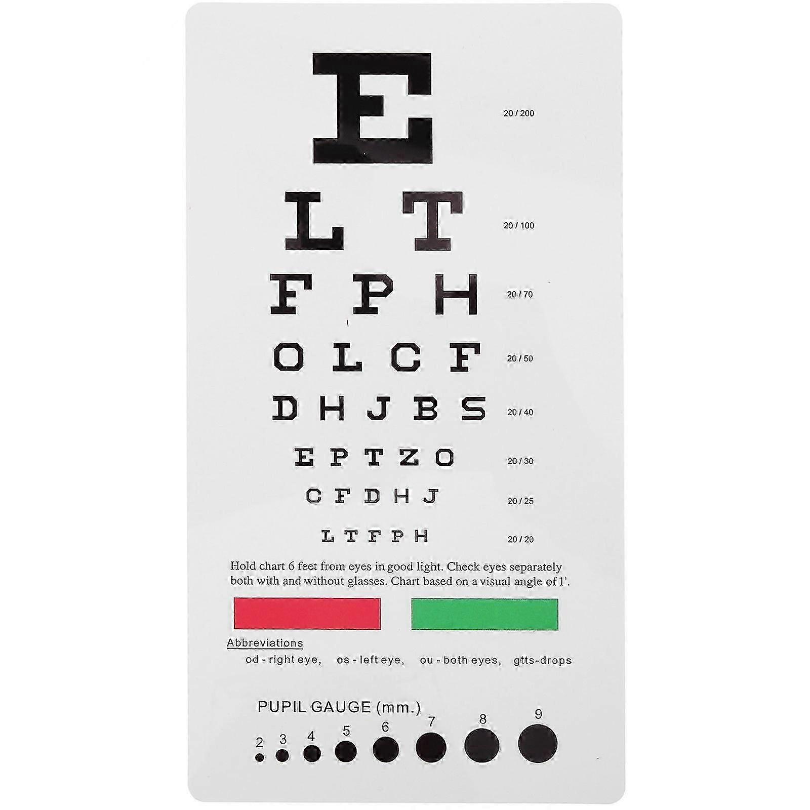 Plastic Eye Chart Vision Testing Eye Chart Portable Eye Chart Double Sided Eye Chart for Wall