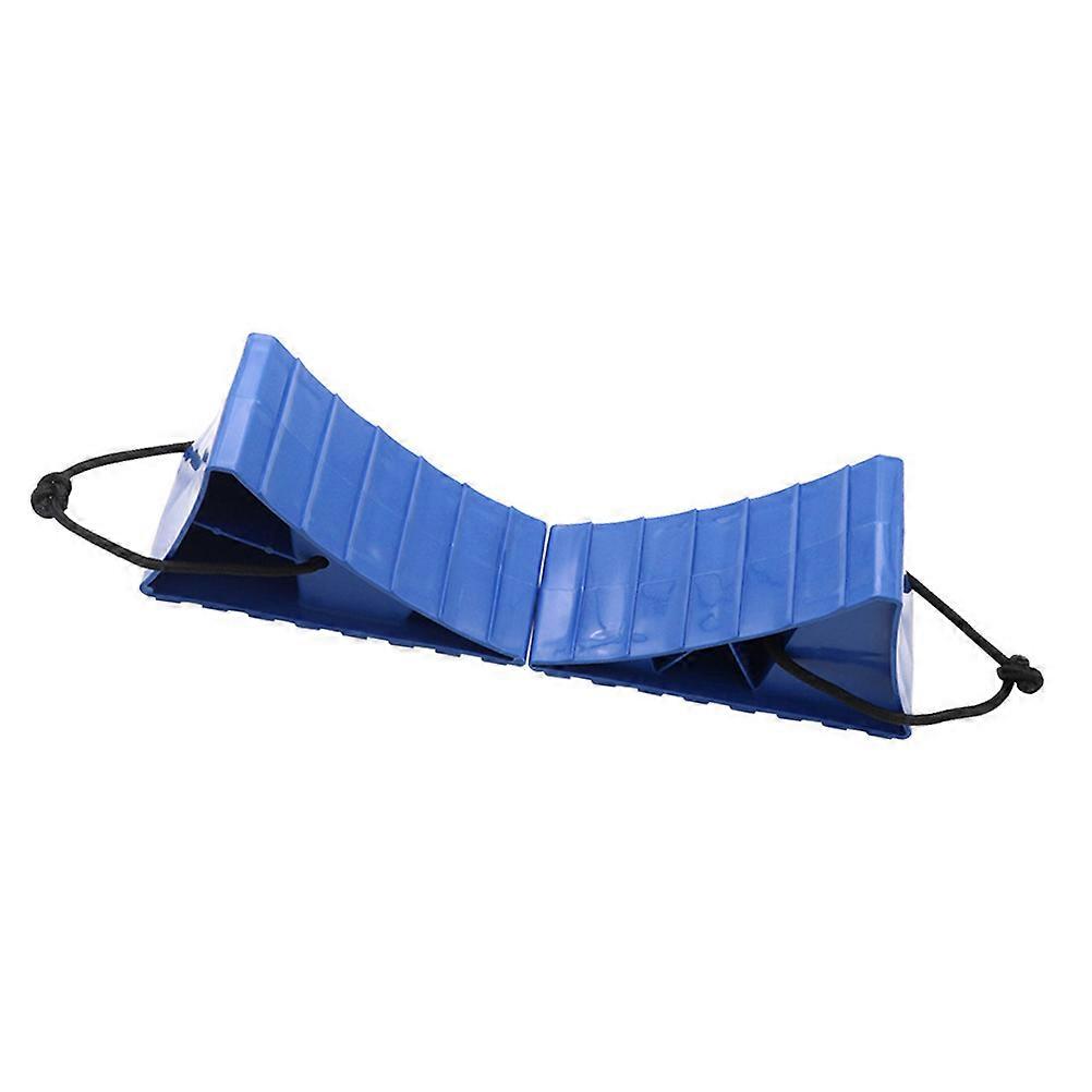 Blue Car Wheel Chocks for Shop Floors or Lifts PP Material with Handle and Cord 2Pcs