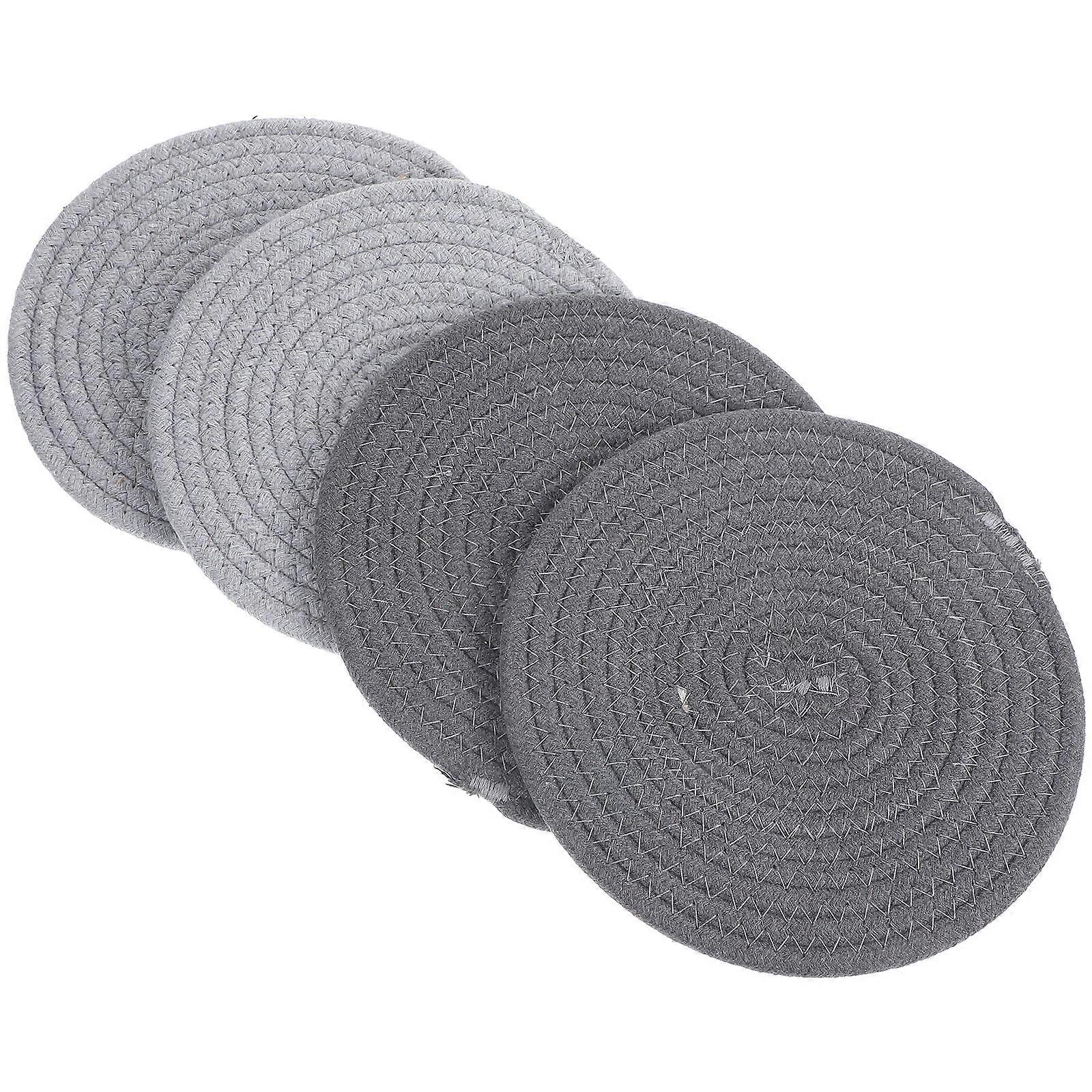 Cotton Woven Hot Pad 4Pcs Round Heat Insulation Mat For Kitchen Use And Party Decoration