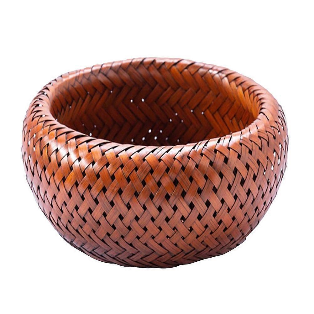 Retro Bamboo Woven Storage Basket For Decoration 15X15X9CM 1Pcs