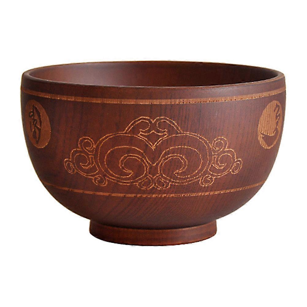 Vintage Wooden Food Bowl for Salad, Rice, and Soup – Smooth Surface, Unique Mongolian Style Design