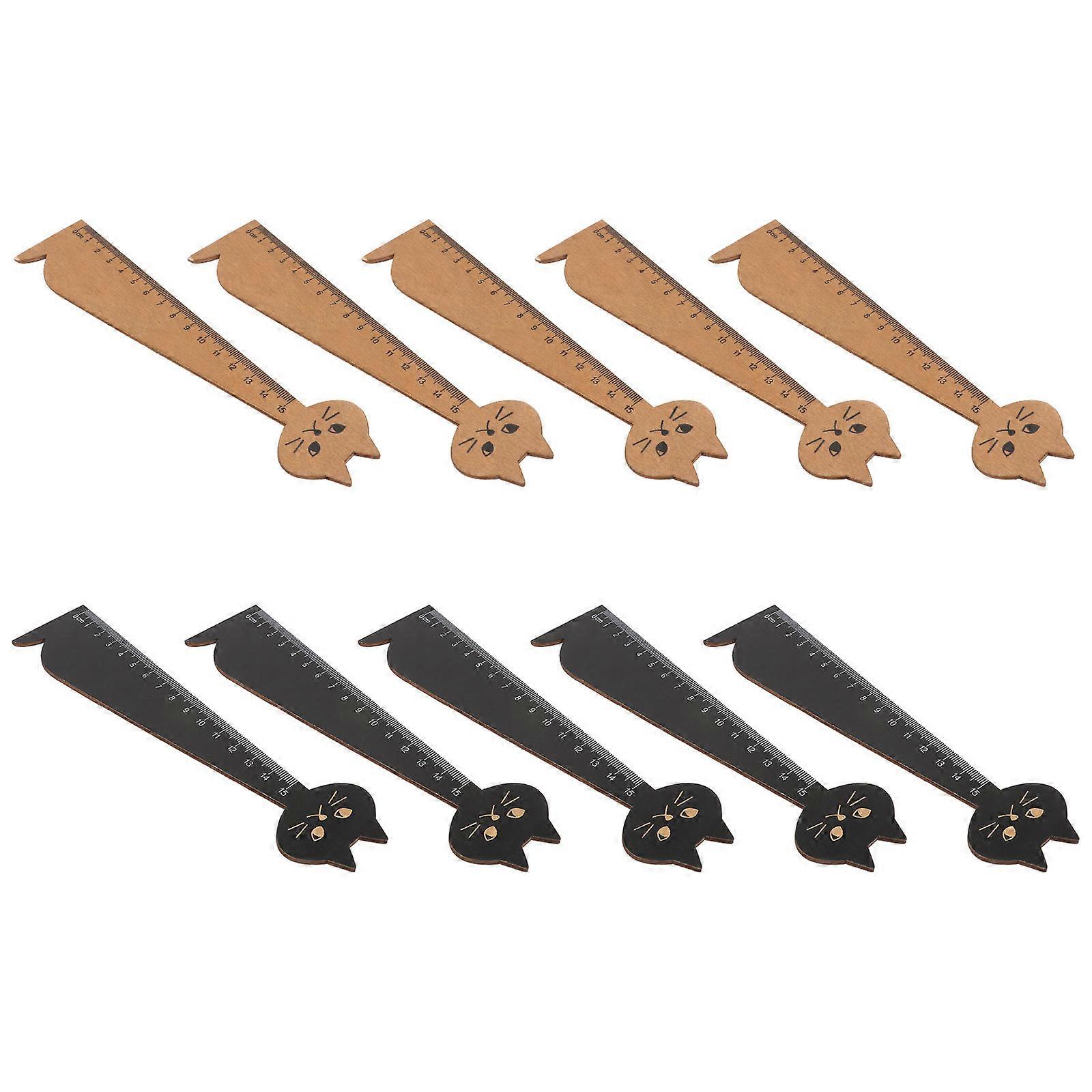 Colorful Cat Design Ruler Learning Tool Stationery Kids Home School 10Pcs