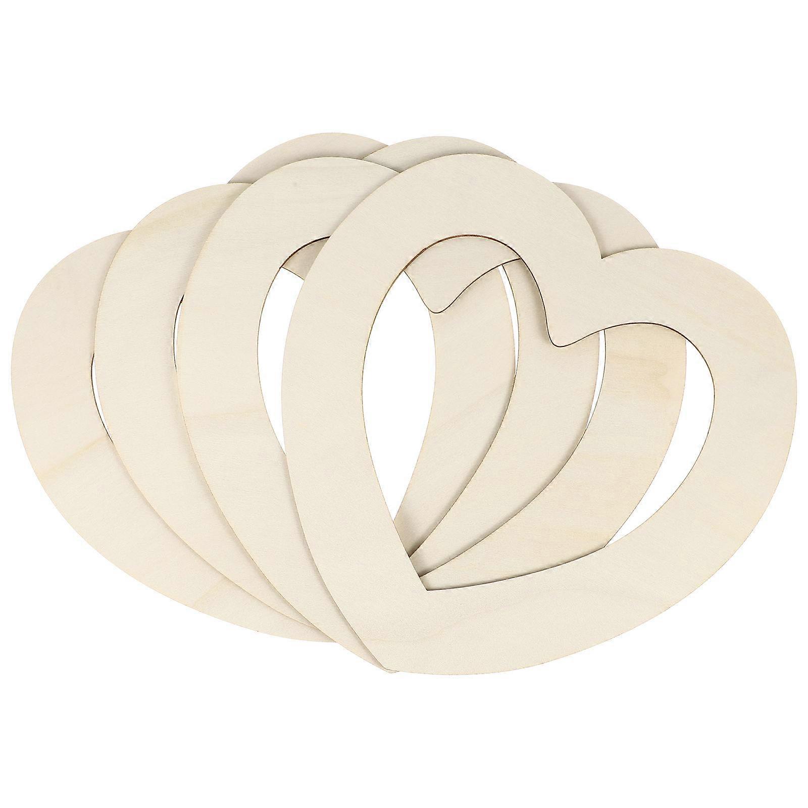 DIY Wood Slices Pendant 4Pcs Unfinished Heart Decor Ideal For Craft Enthusiasts And Event Decoration 0.2X25X25CM With Smooth Surface