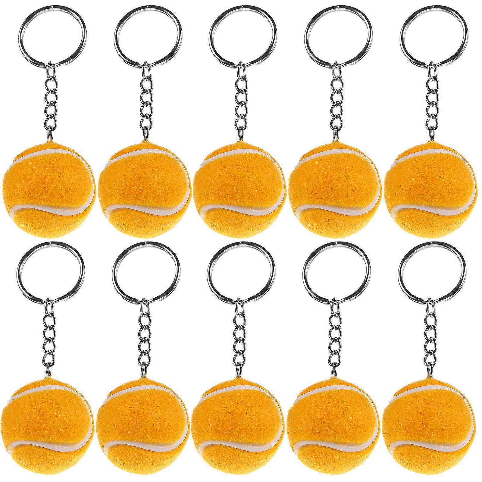 Simulation Sports Keychains 12Pcs Tennis Shape Keyring Key Decoration For Bag Backpack And Car Keys Orange
