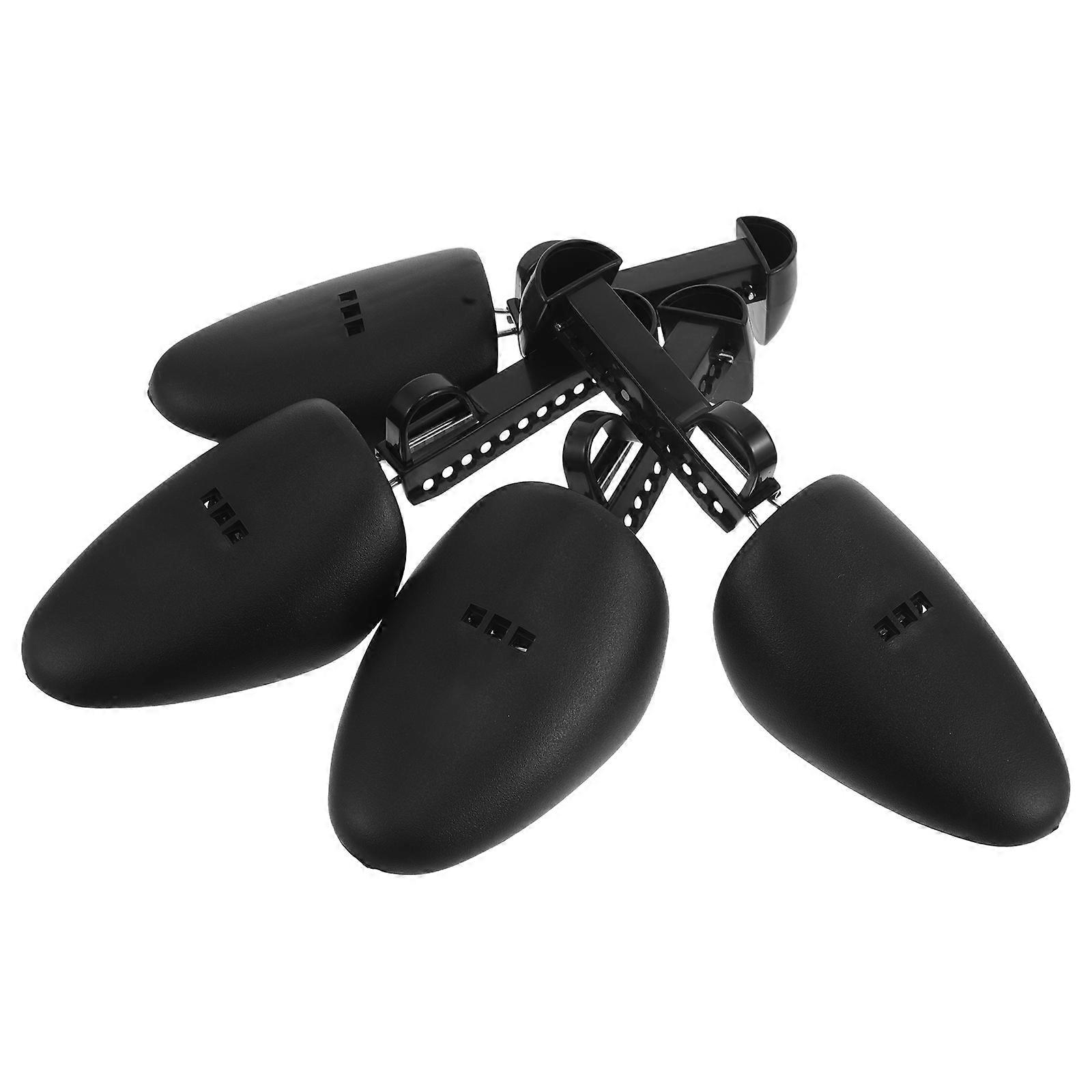 Adjustable Shoe Keeper For Men Black Plastic Shoe Trees Lifespan Extension Travel 2 Pairs