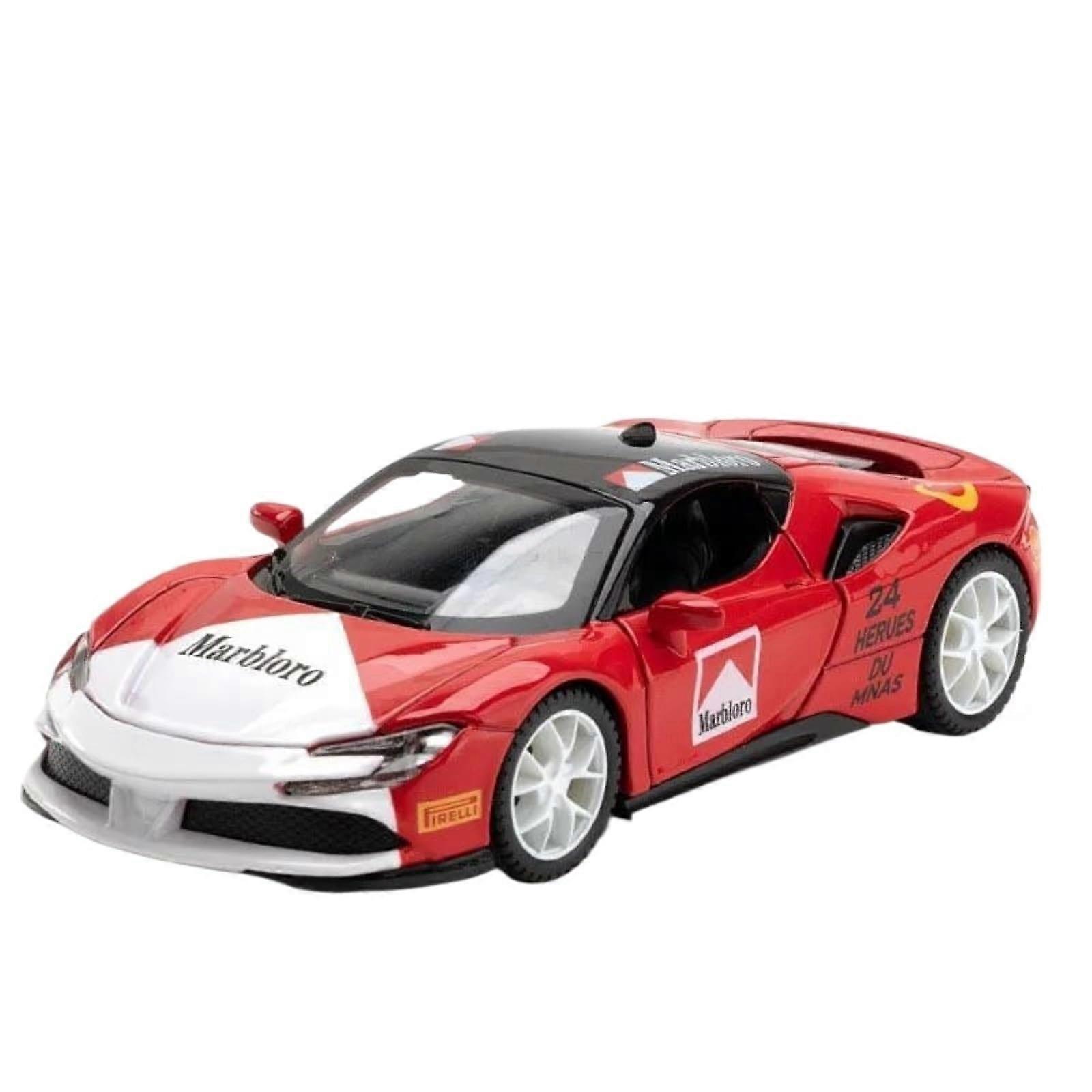 Modellauto Im Massstab 1:32 Ferrari SF90 Alloy Die-Cast Model Car With Sound And Light Pullback Finished Red Box