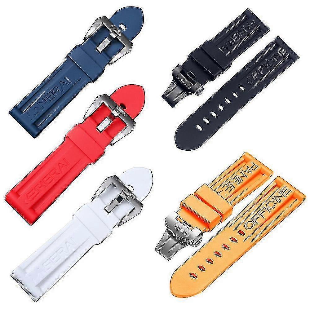 Panerai Compatible Silicone Watch Band, Durable Rubber Strap with Steel Buckle Replacement