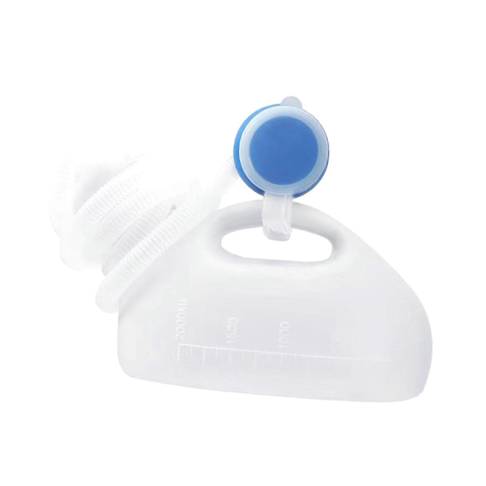 Male urinal bottle, pee bottle without leakage, portable men's potty urine container for sitting, sick, lying down, home use, with 2m white hose.